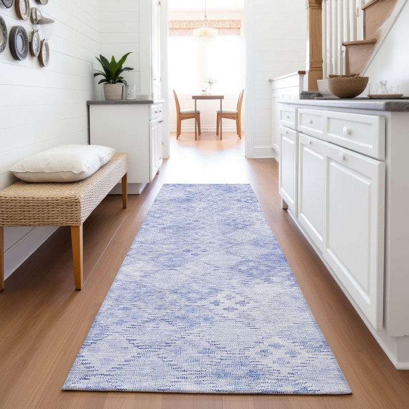 Premium Machine Washable Jamil AMF1081 Geometric Rug, Runner 2'3" x 7'6"