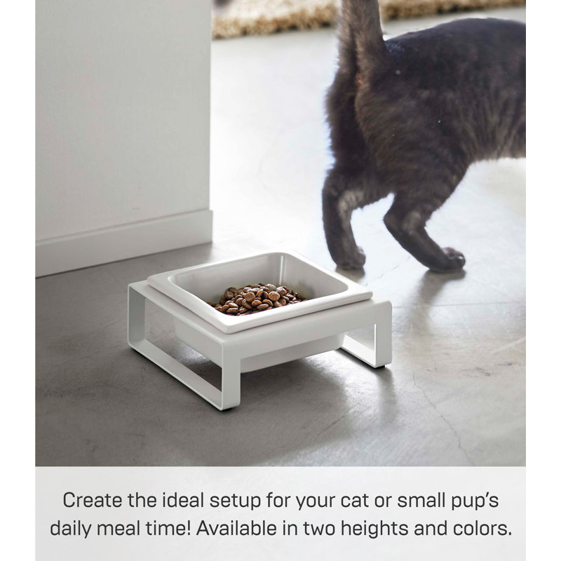 White Ceramic Pet Bowl with Steel Stand