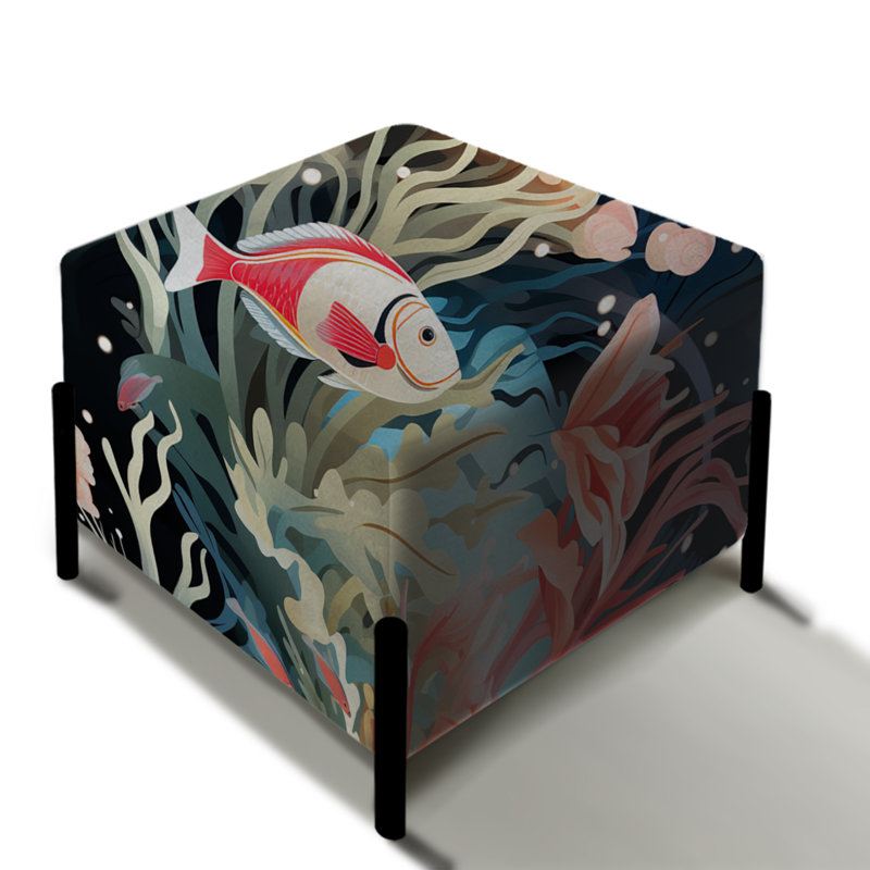 Coral Reef Beauty - motif côtier - repose-pieds carré Coastal