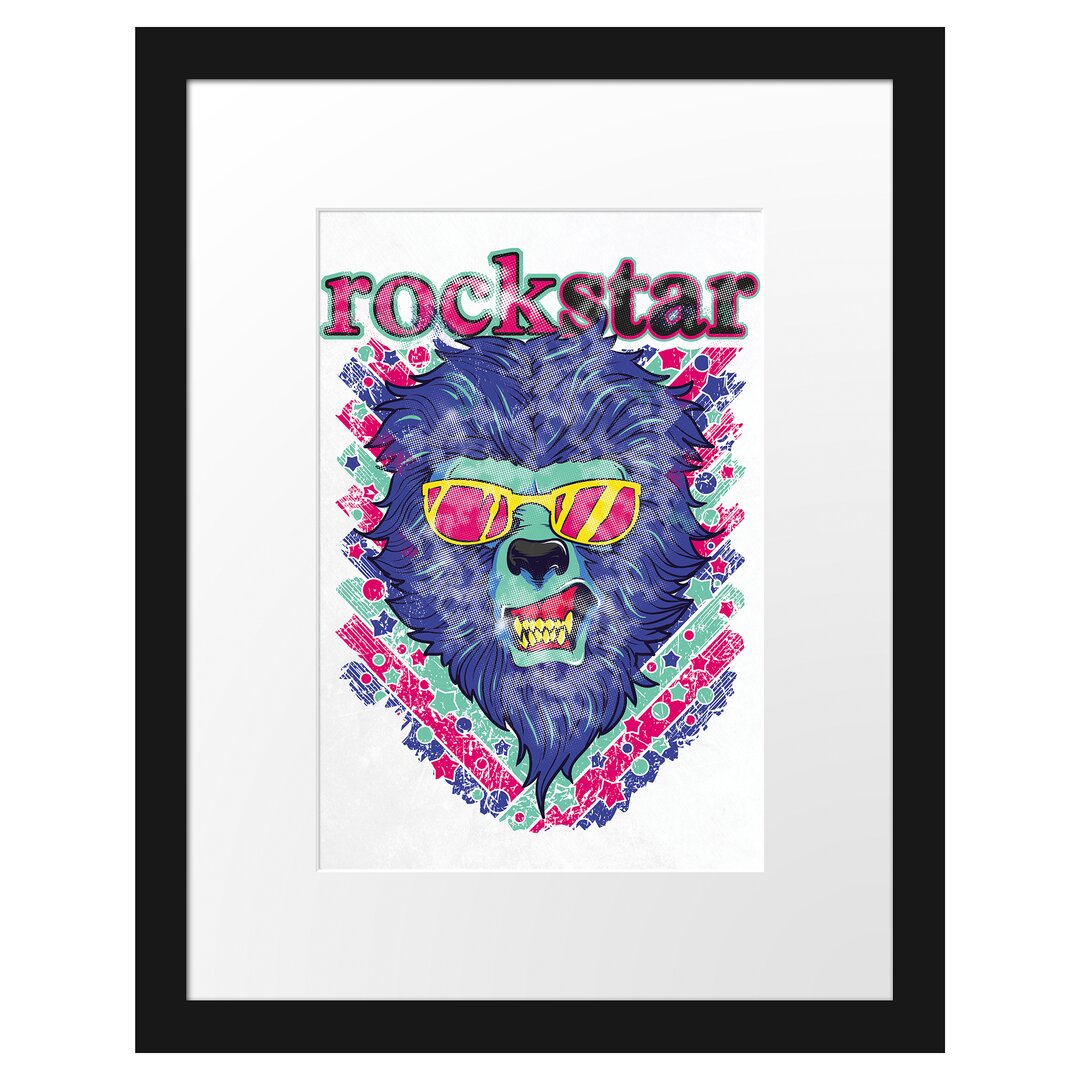 Gerahmtes Poster Rockstar-Lion White