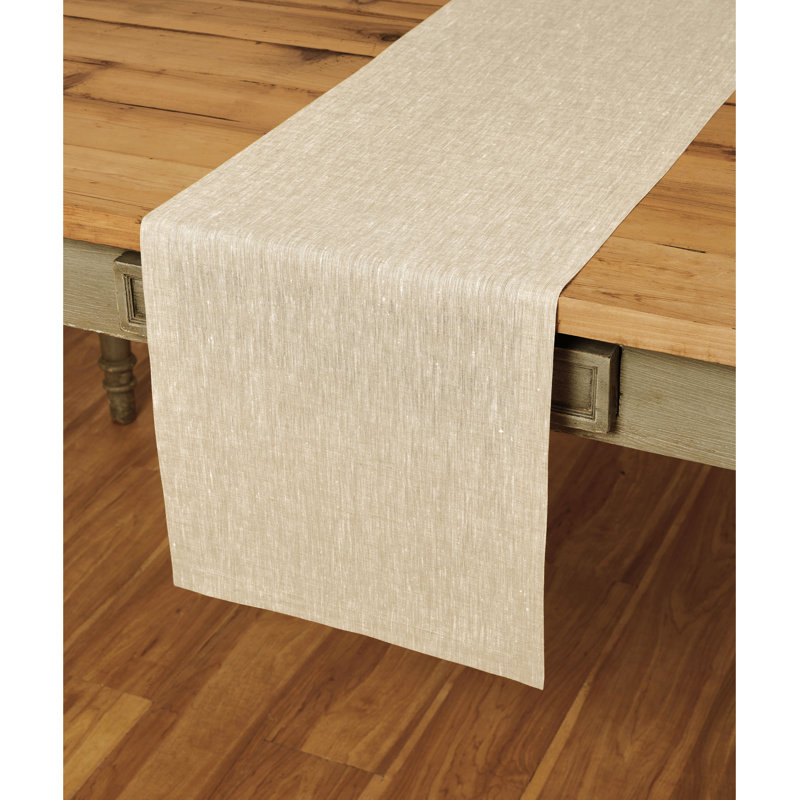 100% Pure Linen Table Runner - Athena, 48" x 14", Champagne Beige