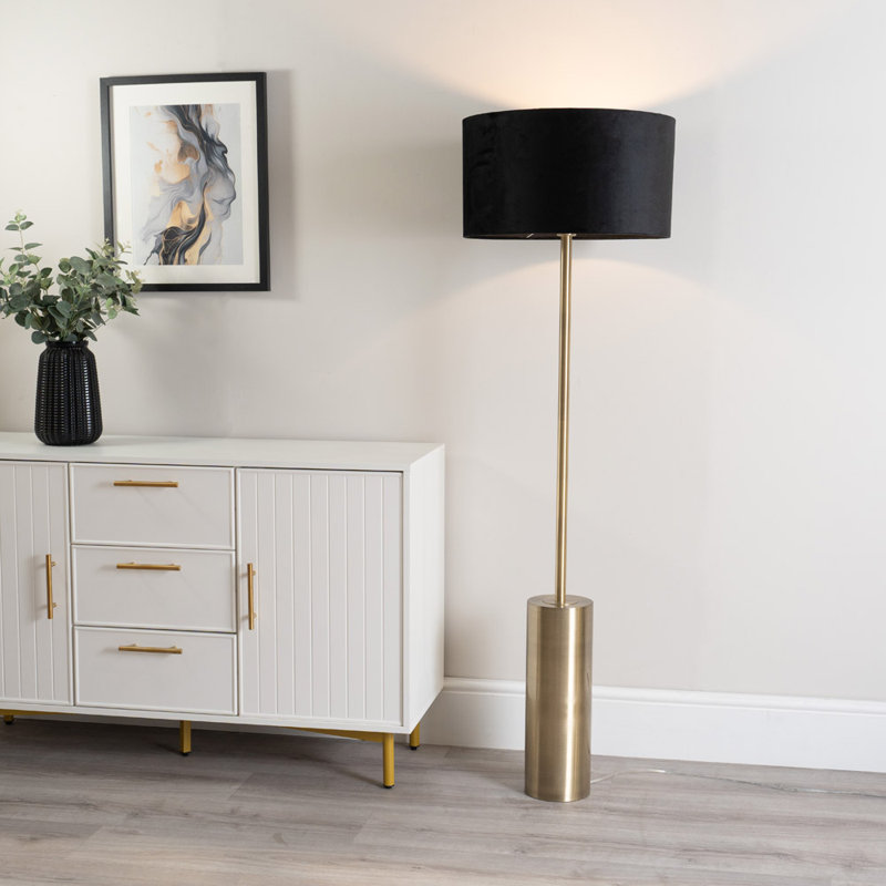 Lexy 150cm Traditional Floor Lamp, Antique Brass, Black