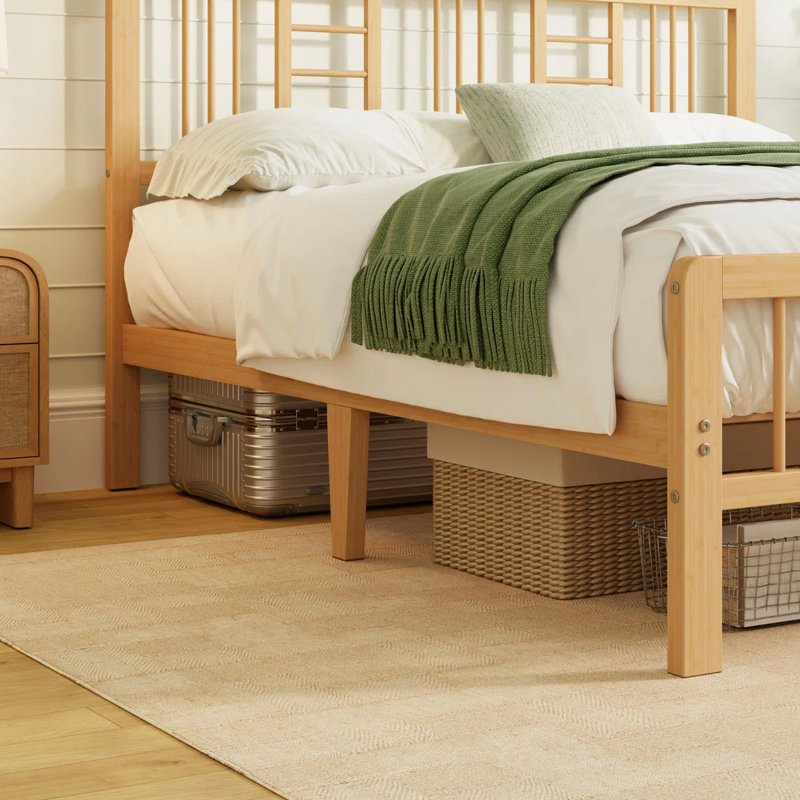Eco-Friendly Bamboo Bed Frame - No Box Spring, 1500lb