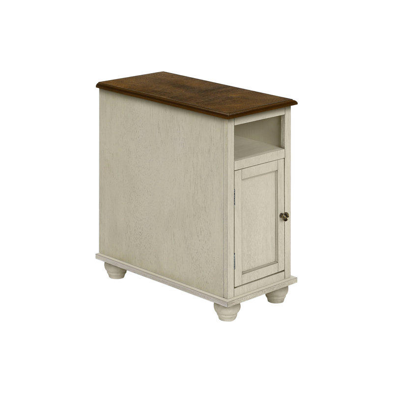 Table d'appoint, table de bout, table d'appoint, chambre à coucher, table de chevet, étroite, lampe, rangement, placage blanc antique, placage brun, traditionnel