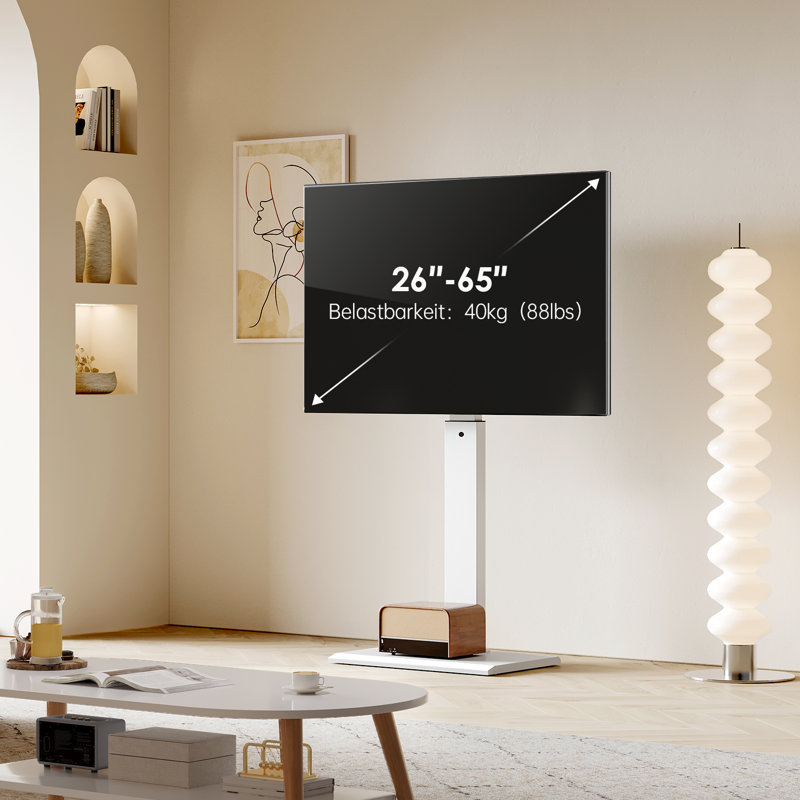 Alanda Modern Universal Swivel Floor TV Stand With Iron Base Up To 65 Inch Tvs, Height Adjustable TV Console,Holds up to 88LBS