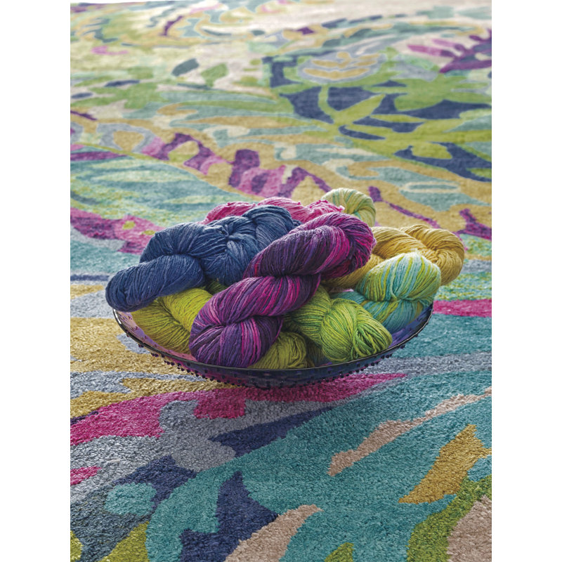 Galleria Floral Handmade Tufted Wool Blue/Green/Yellow Area Rug, Runner 2'6" x 8'