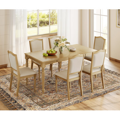 Ensemble de salle à manger 7 pièces, une table et 6 chaises, ensemble de table de salle à manger pour 4 à 6 personnes, chêne