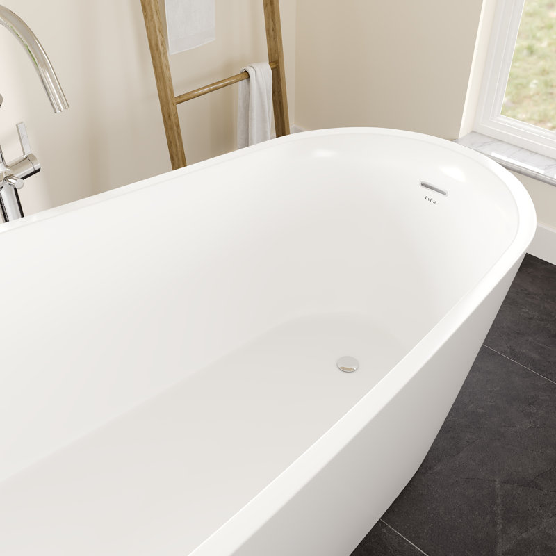 Baignoire autoportante 67 po en acrylique blanc brillant Eviva Luna