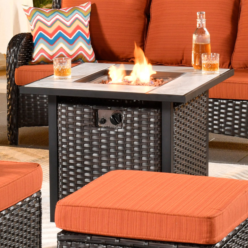 Mobilier d'extérieur en rotin Gilgardo, Oui, Orange-rouge