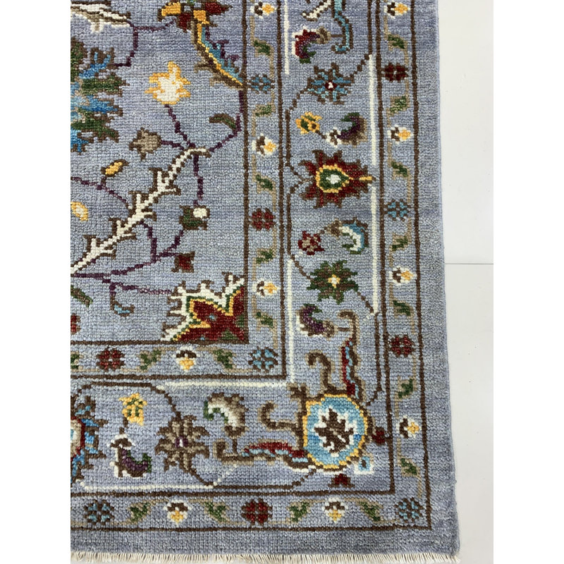 Tapis gris en laine noué à la main Bijar Collection, Rectangle 6 pi x 9 pi