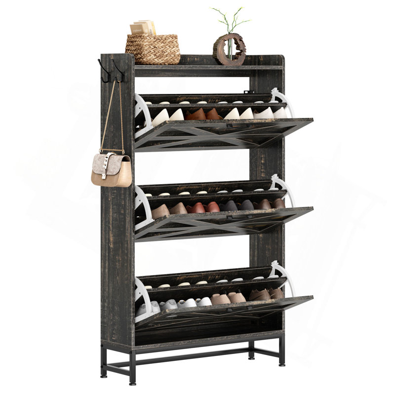Shoe Cabinet, Entry Home Shoe Cabinet, Entrance Balcony Storage Cabinet, Large Capacity Shoe Rack, Grey, Gray Charcoal