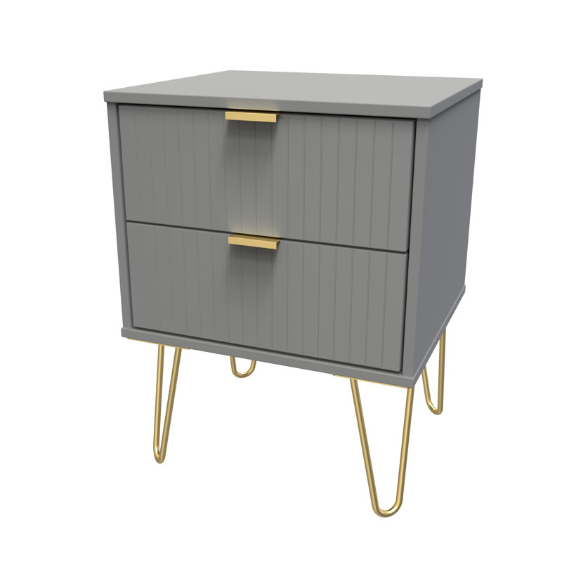Fully Assembled Alizay Manufactured Wood Bedside Table, Dusk Grey, Dusk Grey