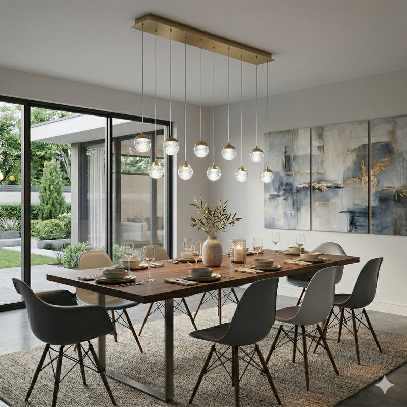 Heatherly 10 - Light Cluster Pendant, Brushed Brass