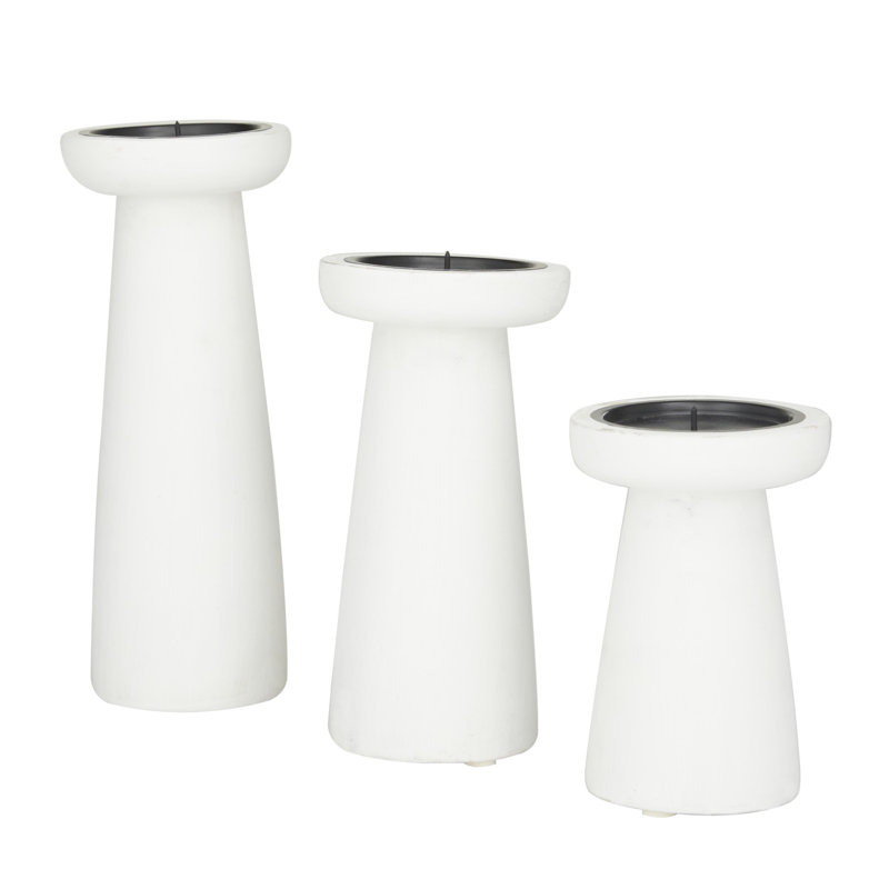 Ensemble de chandeliers de table en bois 3 pièces, Blanc