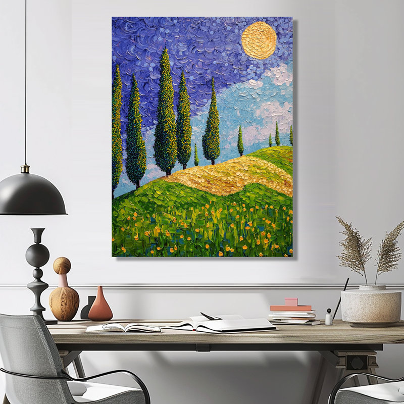 Lilas paysage inspiré par Vincent III - France, impression sur métal, H 32 po x l 16 po