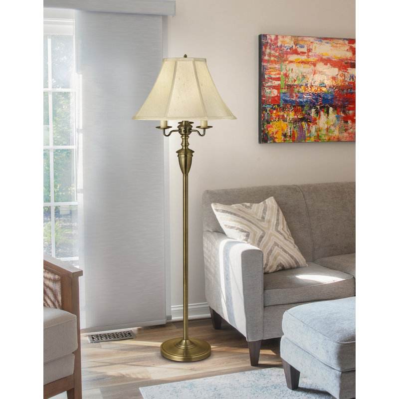 57'' Satin Antique Brass Task Floor Lamp