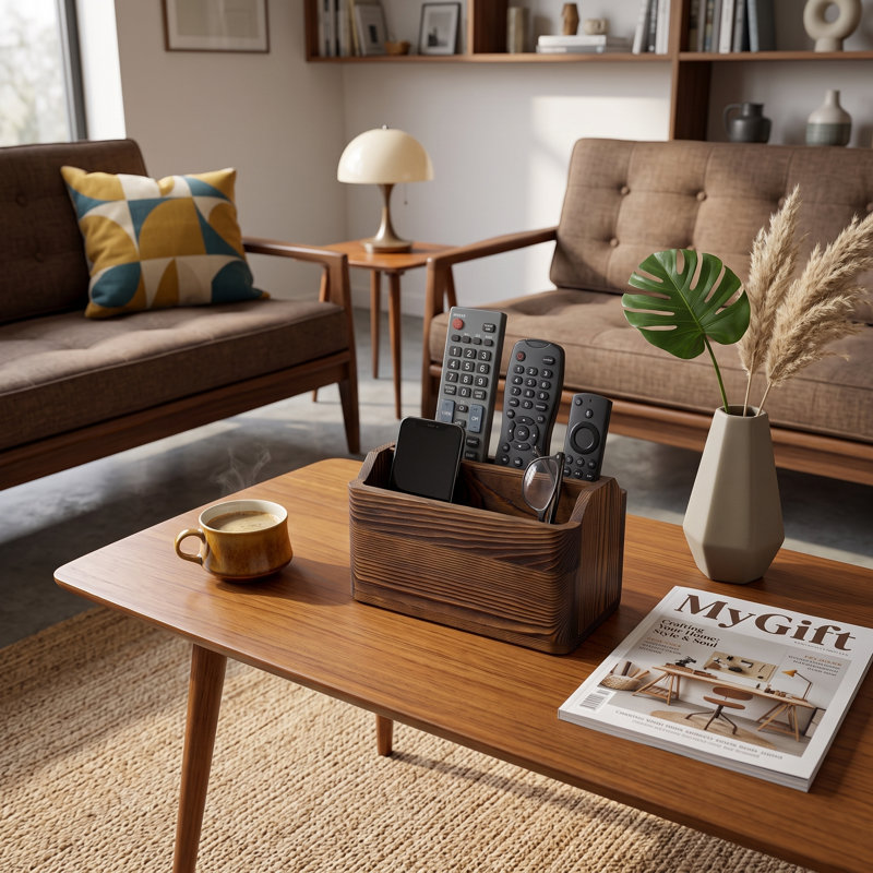 Solid Wood Remote Control Holder Caddy