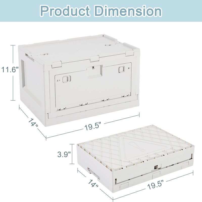 Aarn Folding Storage Bins with Wooden Lids, 55 Qt Large Collapsible Storage Box with Handles