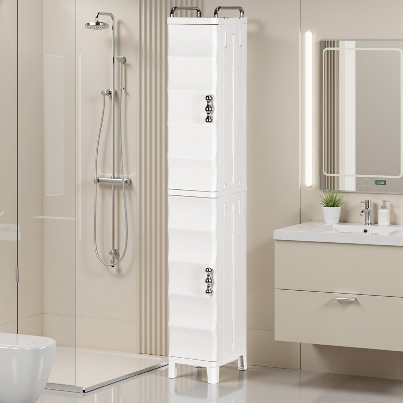 6-Tier Foldable Plastic Storage Cabinet With Clear Doors And Removable Shelves