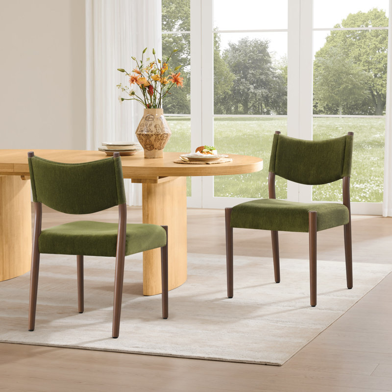 Chaises de salle à manger rembourrées, Vert mousse