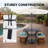 Square Steel Outdoor Dining Table Umbrella Hole , 35.63 " W 35.63 " D