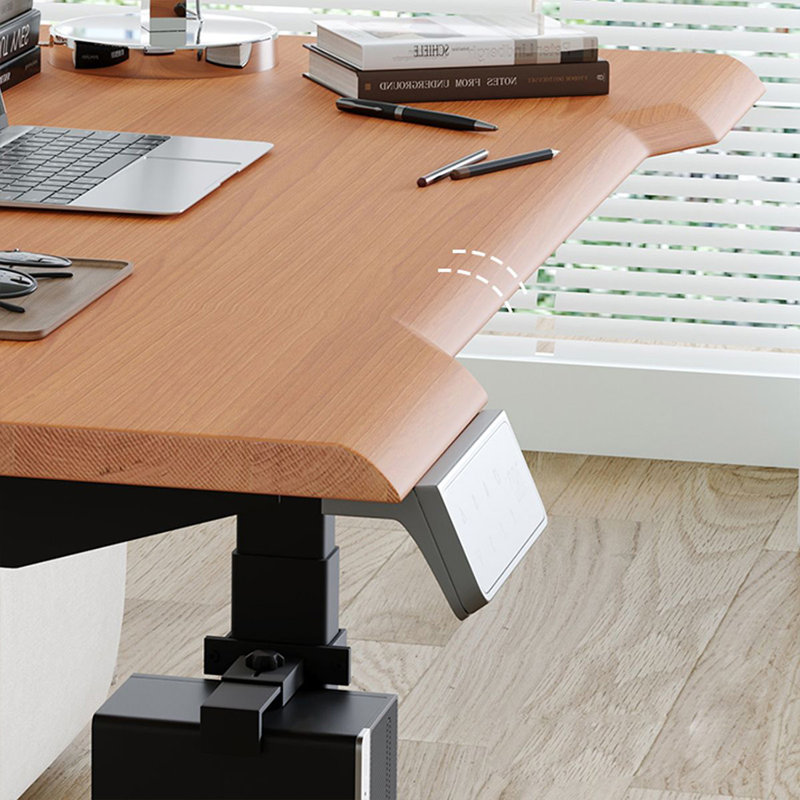 Couleur cerisier + bureau rectangulaire en bois massif noir réglable en hauteur + acier laminé à froid