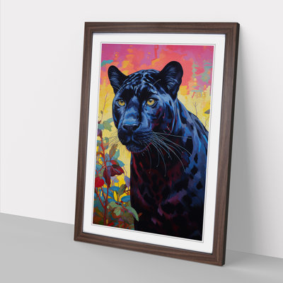 Panther Colour Field No.2 - Single Picture Frame Print on Wood