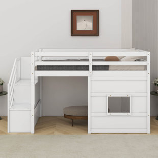 Twin Size Loft Bed With Storage Staircase And Window