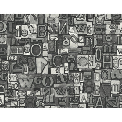 Seabrook Designs Latte Headley Letters Unpasted Wallpaper