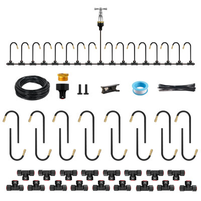 50Ft Drip Irrigation Kit, Automatic Irrigation System With 360° Bendable Atomizing Copper Nozzles, Quick-Connect Tubing For Patio, Lawn, Greenhouse, Potted Plants - Adjustable Water Flow