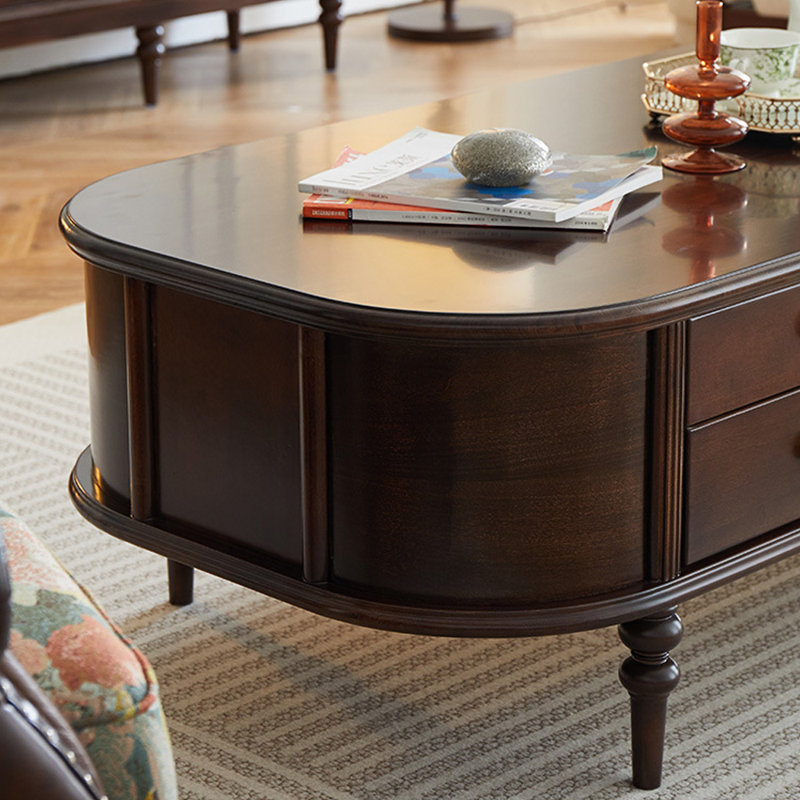 French Vintage Oval Storage Coffee Table, 18.9" H x 51.18" L x 27.56" W