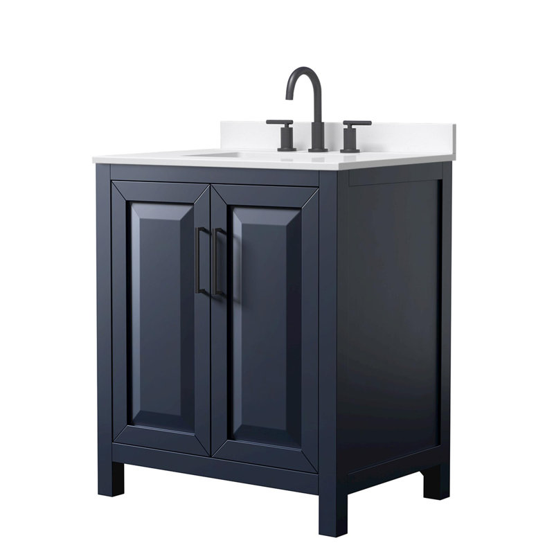 Daria 30'' W Vanity, Matte Black, Blue, White Quartz