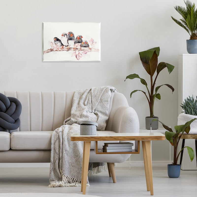 Plaque murale cinq oiseaux sur une branche, design par Cady, H 10 po x l 15 po
