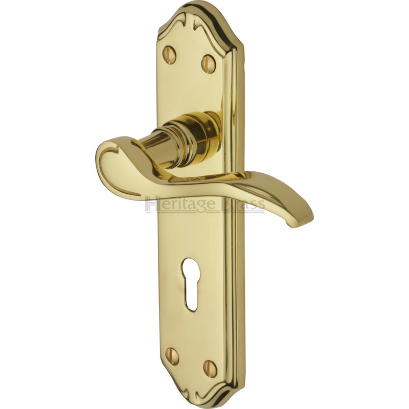 Heritage Brass Heritage Door Handle Lever Lock Verona Small Design, Polished Brass