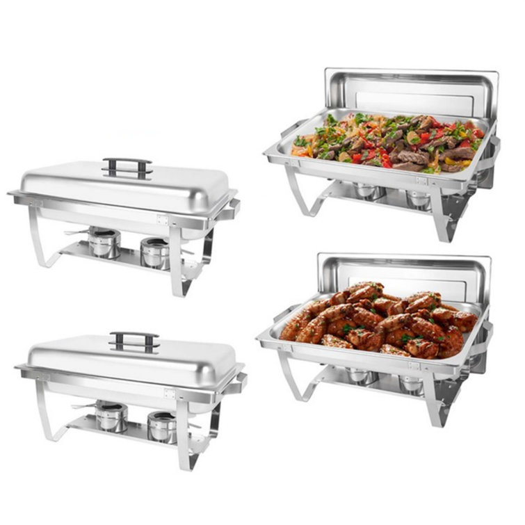 8 QT Rectangle Chafing Dish Buffet  Stainless Steel Chafer for Catering