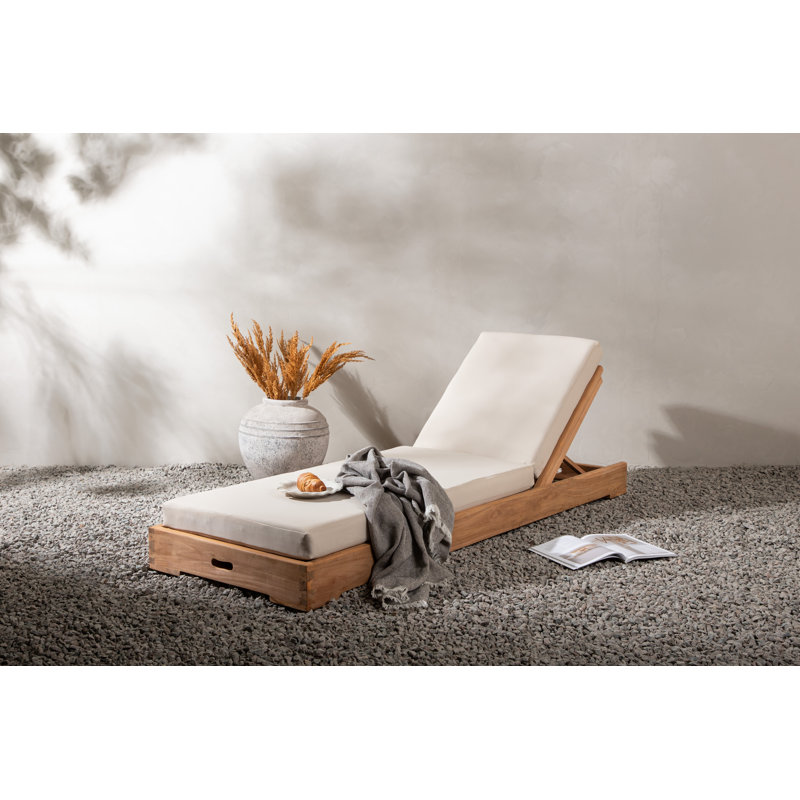 Franzpeter 70cm Long Reclining Teak Single Sun Lounger with Cushions