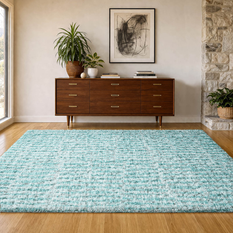 Tapis à poils longs de qualité supérieure lavable à la machine Dream ADS674, Sarcelle, 3 pi x 5 pi