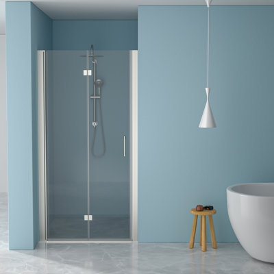 Brushed Nickel 32"W X 72"H Tempered Glass Shower Door - To Dirt And Grime, Space Optimization Feature, Bathroom Essential Element Scuffs, Optimization, Item