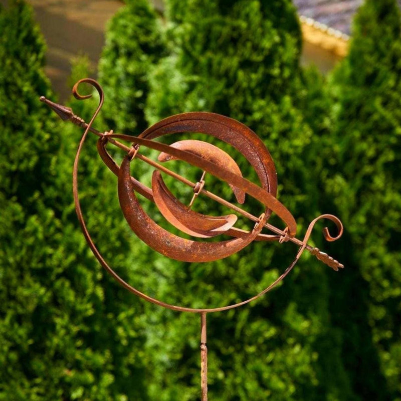 Rusty garden armillary sphere wind spinner