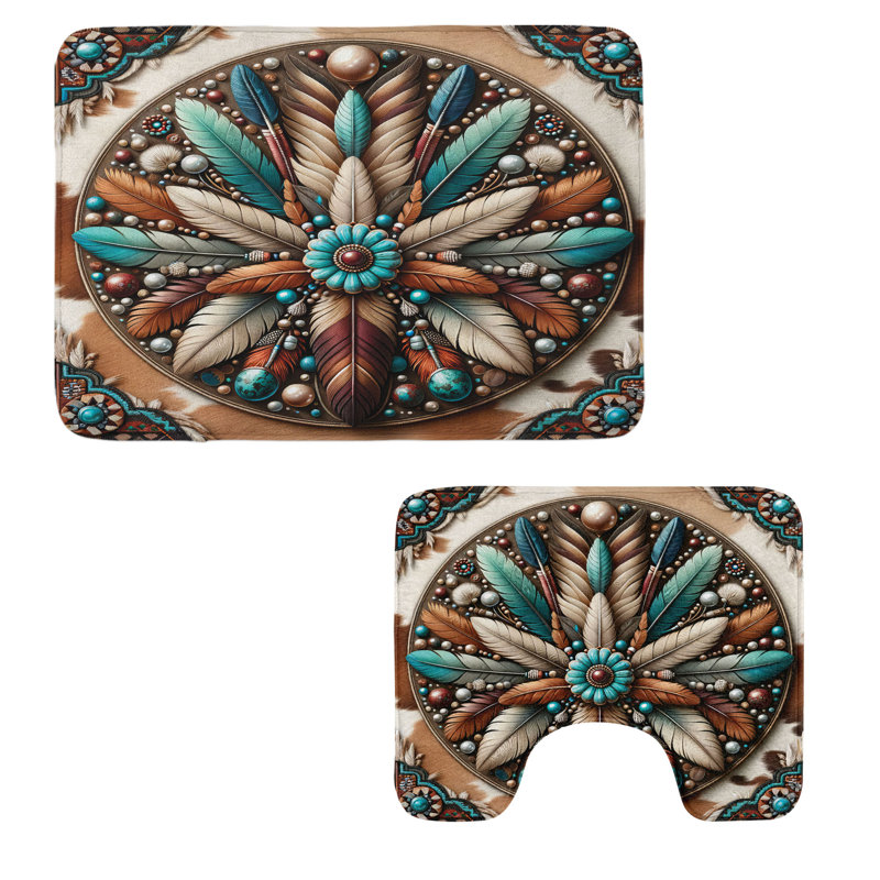  Ensemble de 2 tapis rustiques pour salle de bain
