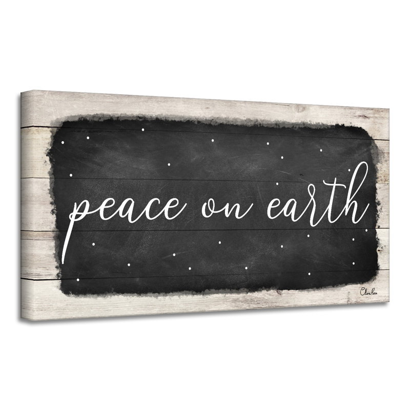 «Peace on Earth I» par Olivia Rose - reproduction d'art textuel sur toile tendue, H 18 po x l 36 po x P 1,5 po