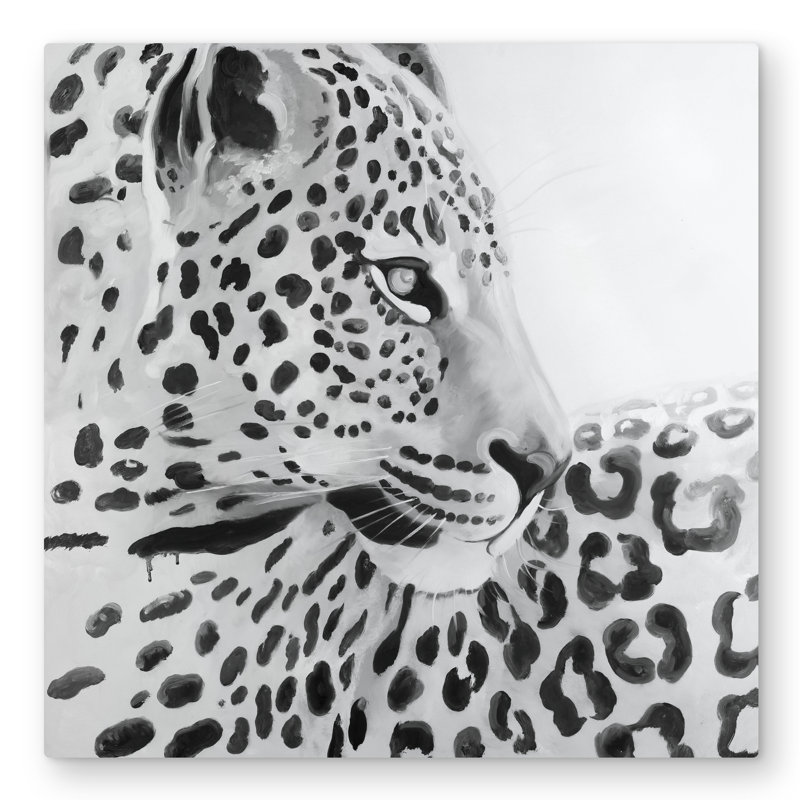 Beautiful leopard - White metal print for home decor