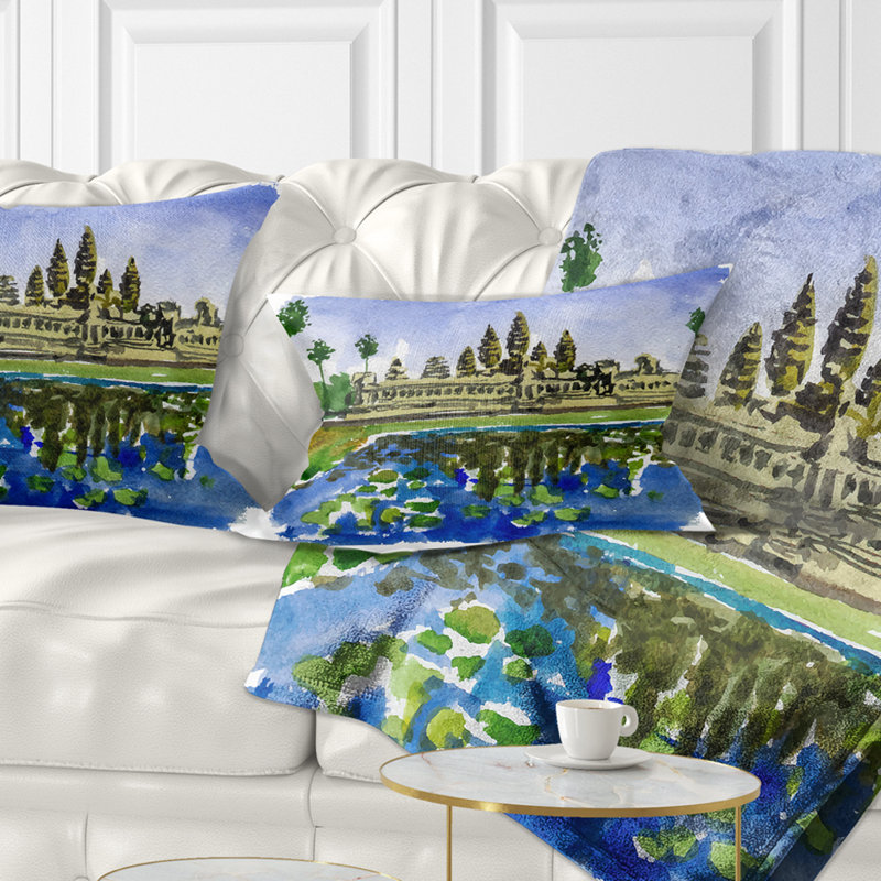 Coussin lombaire à vecteur cityscape cambodge