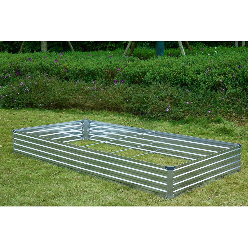 Galvanized Steel Outdoor Raised Garden Bed Planter Box, 6x3x1ft