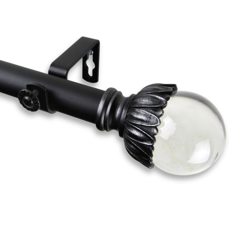 Tringle à rideaux simple Oconnor, l 120 po à 170 po, Noir