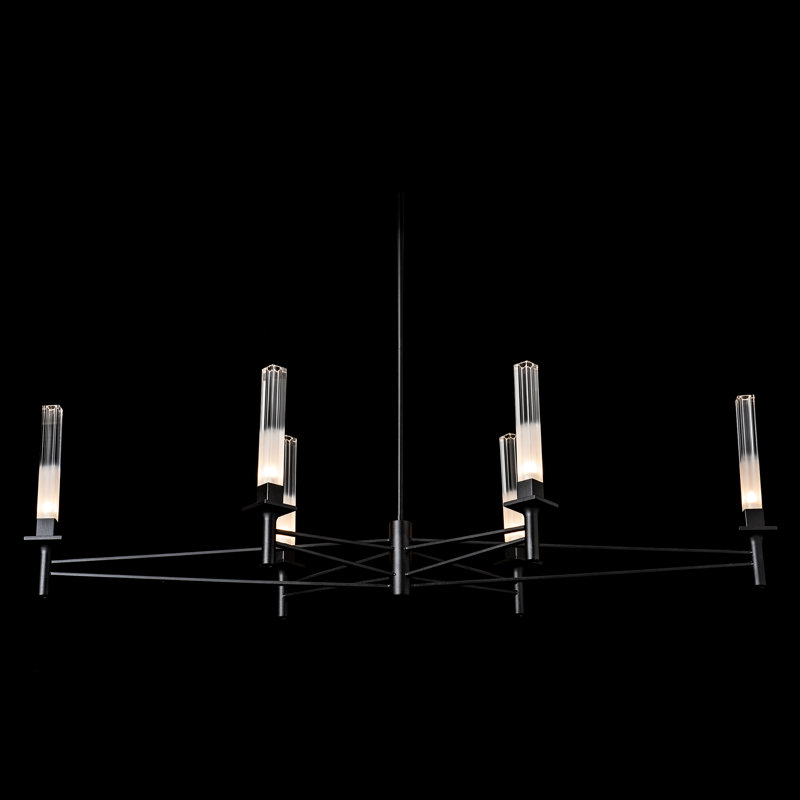 Truss 6-Arm Linear Chandelier, Black