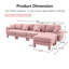 Canapé convertible en L rose à 4 places en tissu bouclé avec pieds en forme de coquillage, amovibles et cylindriques. Structure de sièges confortables pour le salon avec des espaces de confort de conception moderne-1184060139