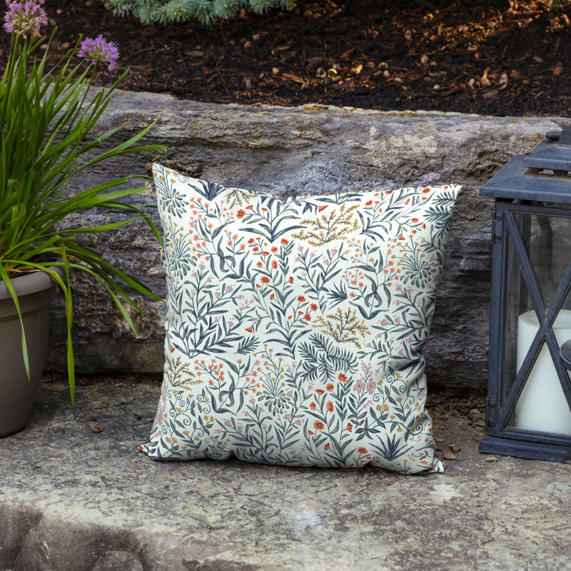 ARDEN Ruby Outdoor Square Pillow Cover & Insert, Red/White Floral