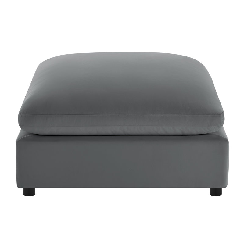 Jazzmyne Fabric Ottoman, Charcoal Performance Polyester