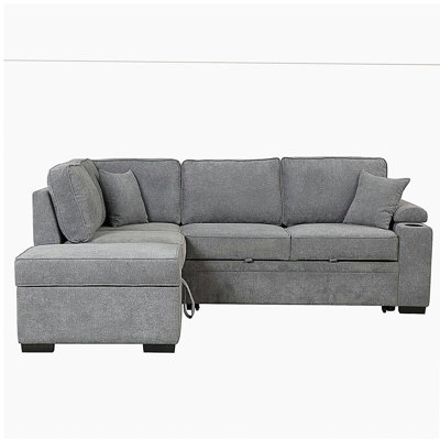 Canapé-lit de 84,75 pouces, canapé-lit coulissant 2 en 1 avec repose-pieds avec rangement, convient au salon, à la chambre à coucher, au canapé de petit appartement, gris